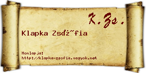 Klapka Zsófia névjegykártya
